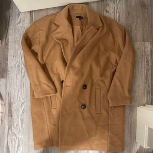 Tan oversized camel coat from Universal Standard, XS 10-12